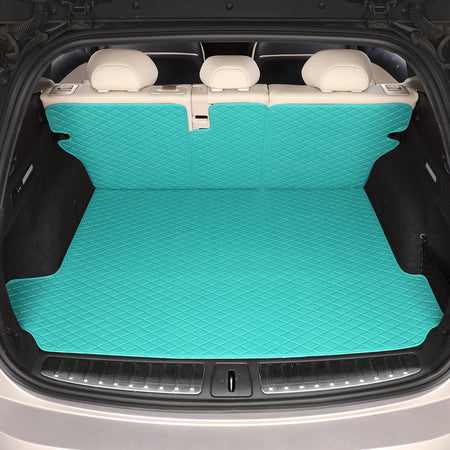 CarMatWorld Custom Car Boot Liners 3x5 Diamond Waterproof Boot Liners 7 Seats / Cargo Mat + Back Cover / Tiffany Blue