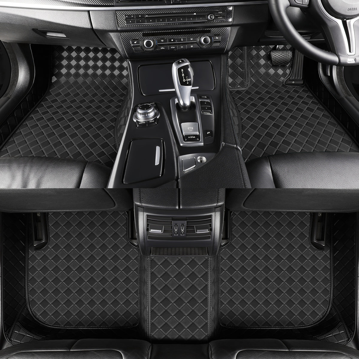 CarMatWorld Custom Car Floor Mats 3x3 Diamond Waterproof Floor Mats Front Row ONLY / Black